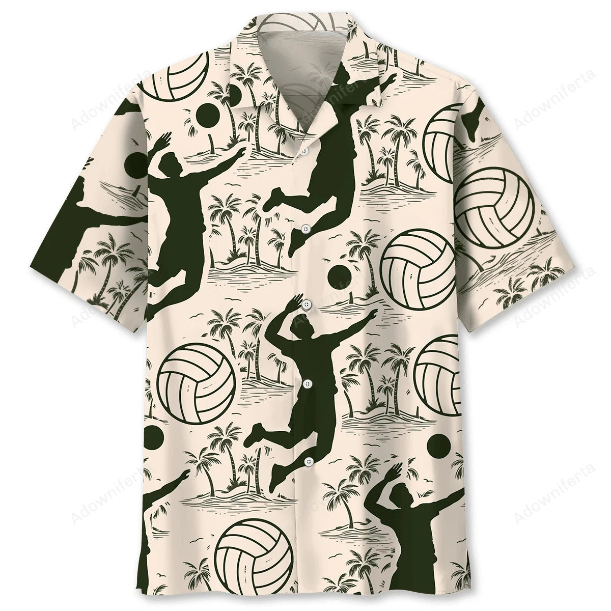 Volleyball Palm Tree Hawaiian Shirt, custom shirt gift for men (view 4)