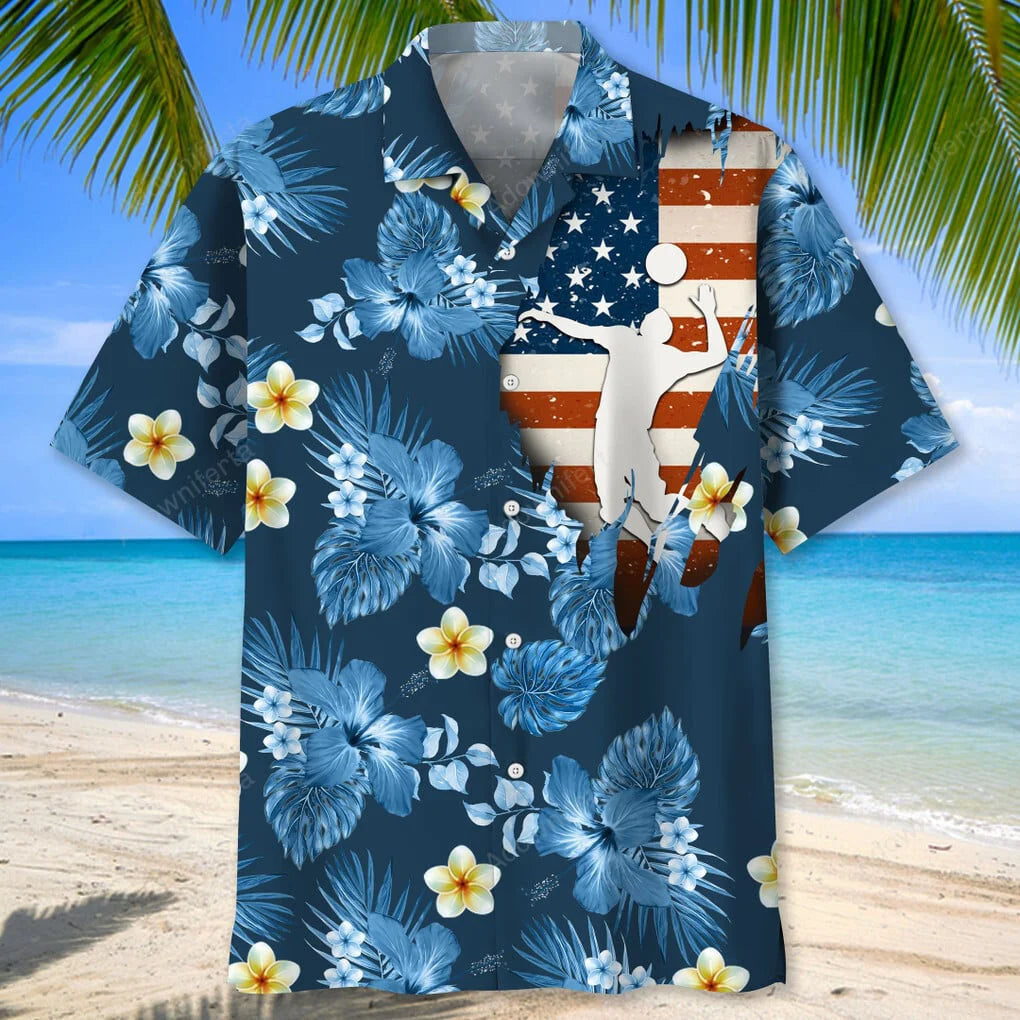 Volleyball Usa Blue Tropical, patriotic gift for 4th of July