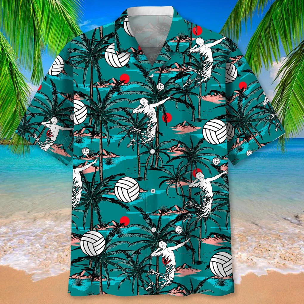 Volleyball Vintage Hawaiian Shirt, custom shirt gift for men (view 2)