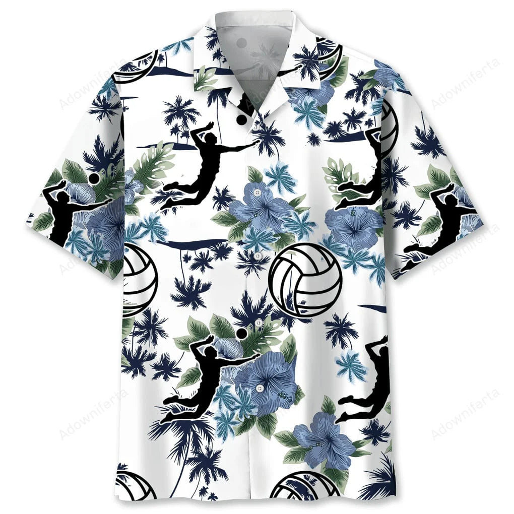 Volleyball White Nature Hawaiian Shirt, custom shirt gift for men