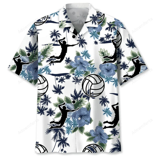 Volleyball White Nature Hawaiian Shirt, custom shirt gift for men