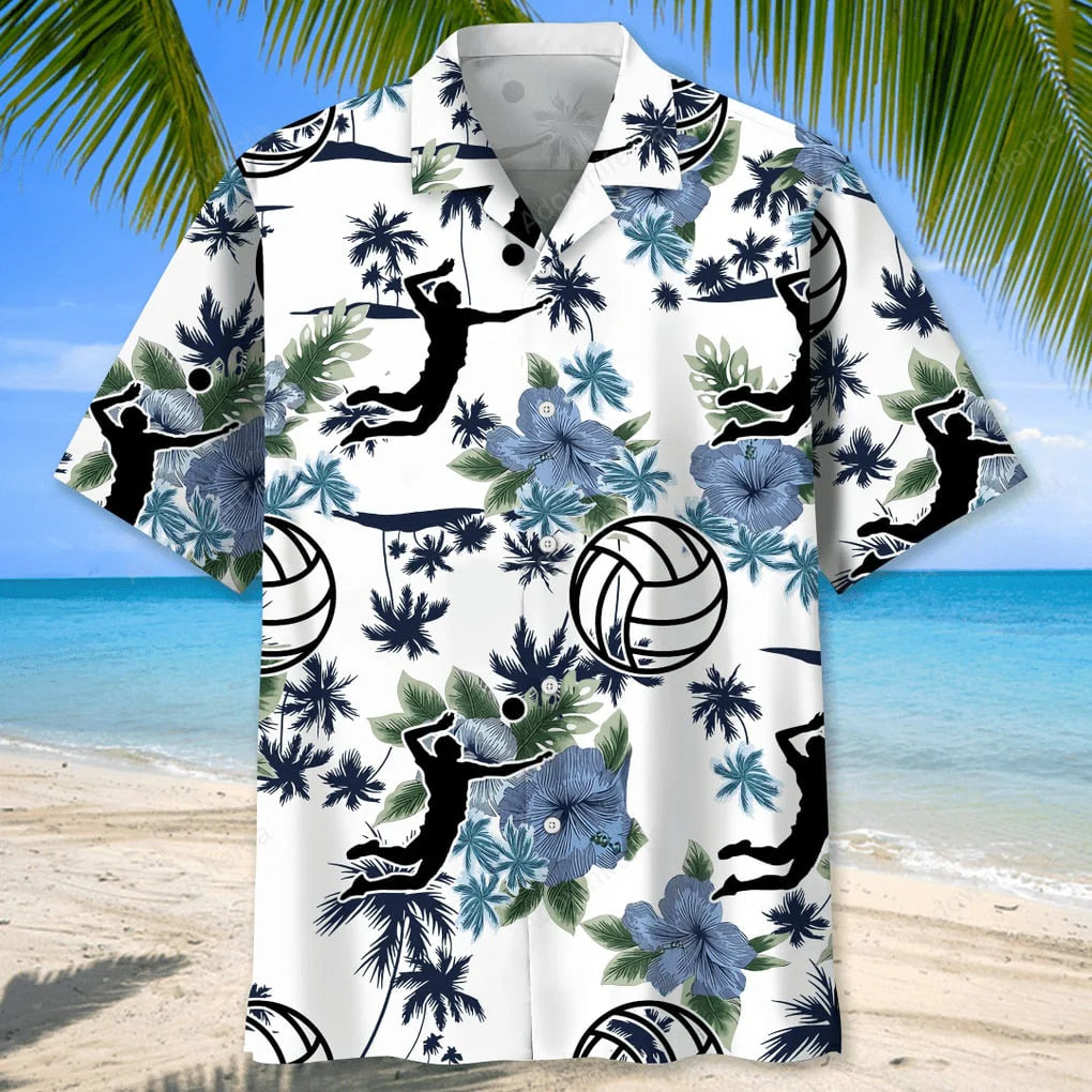 Volleyball White Nature Hawaiian Shirt, custom shirt gift for men (view 2)
