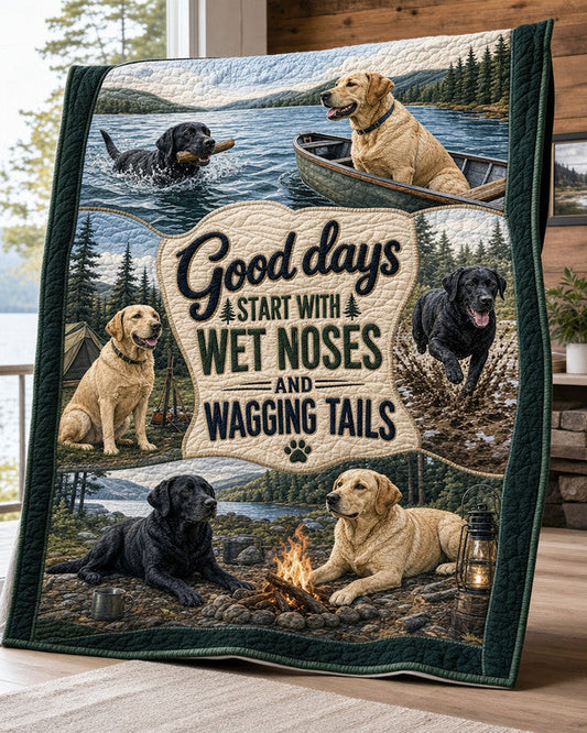 Wagging Tails Quilt Blanket - Quilted Blanket by OtterMia