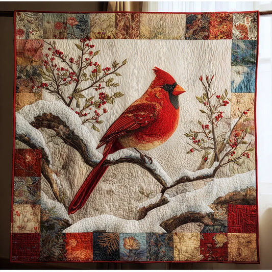 Warm Cardinal Quilt Blanket