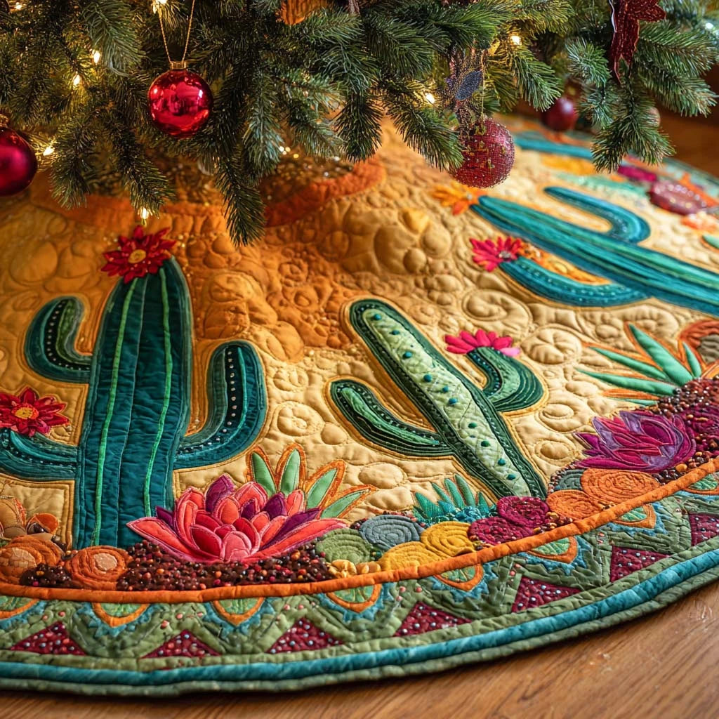 Warm Ember Canyon Quilted Tree Skirt