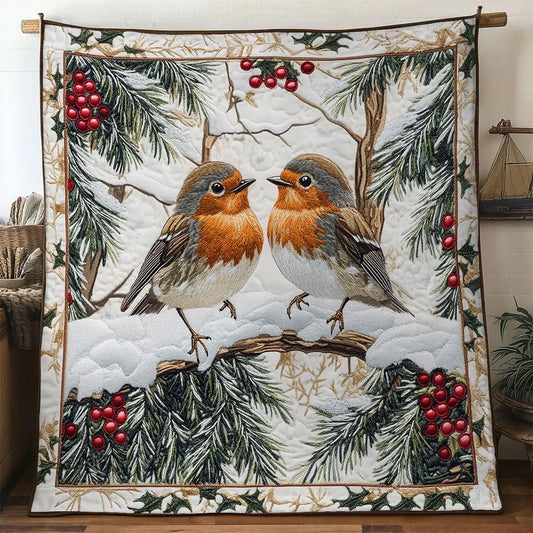 Warm Gathering European Robin Quilt Blanket