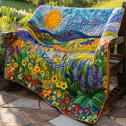 Warm Horizon Quilt Blanket - Quilted Blanket by OtterMia