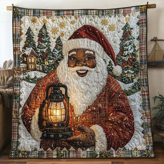 Warm Hugs Black Santa Claus Quilt Blanket