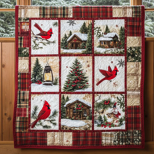 Warm Light Cardinal Quilt Blanket