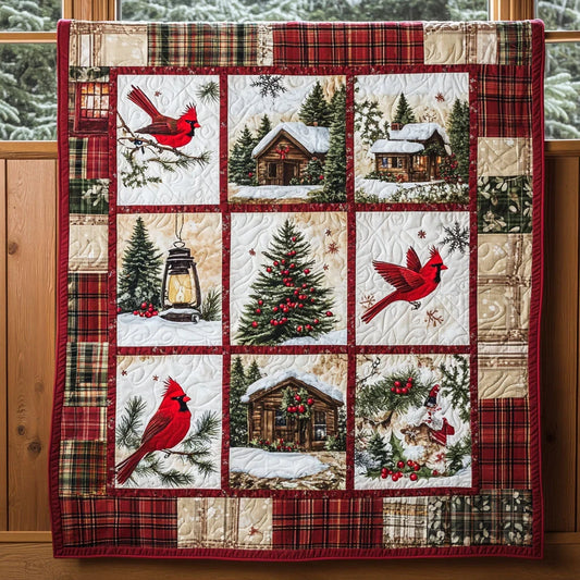 Warm Light Cardinal Quilt Blanket