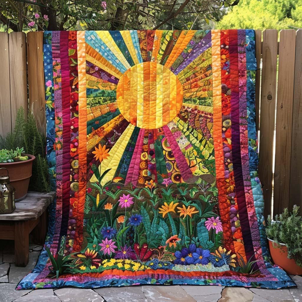 Warm Radiance Quilt Blanket - Quilted Blanket by OtterMia