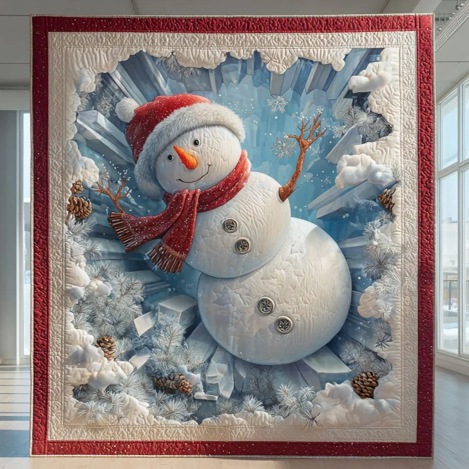 Warm Snowman Quilt Blanket