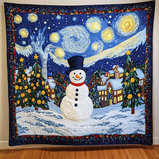 Warm Starry Snowman Quilt Blanket