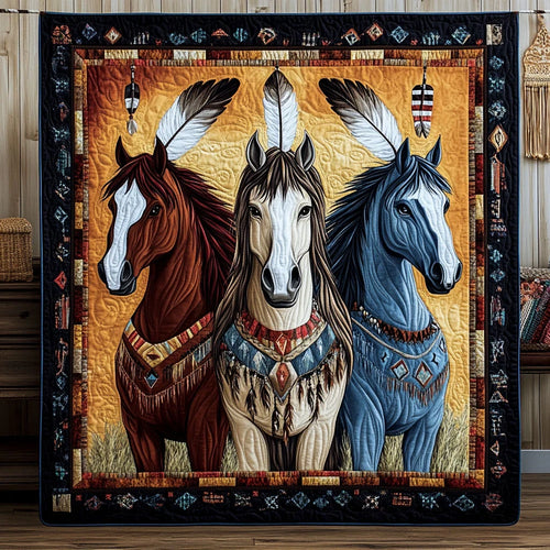 Warrior Horses Quilt Blanket