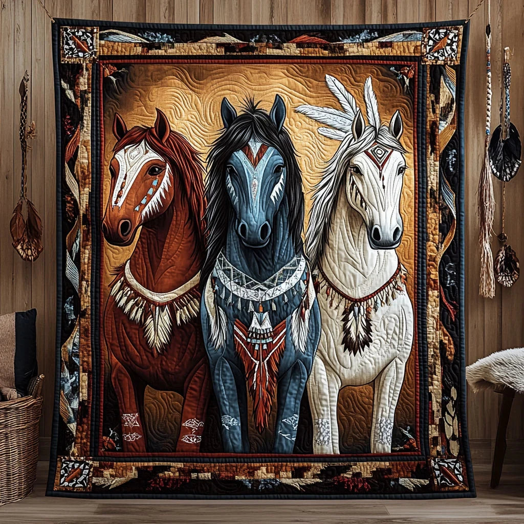 Warrior Horses Quilt Blanket