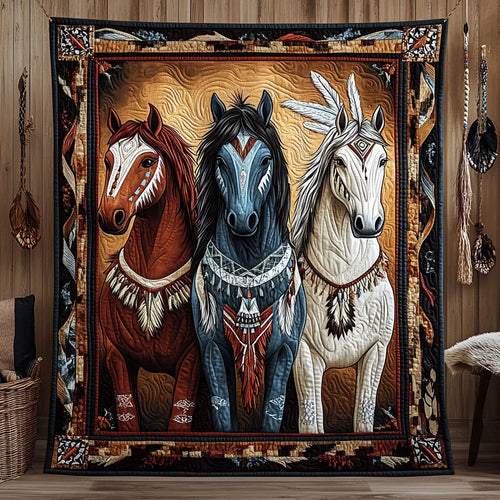 Warrior Horses Quilt Blanket