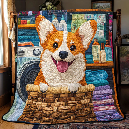 Washing Corgi Quilt Blanket