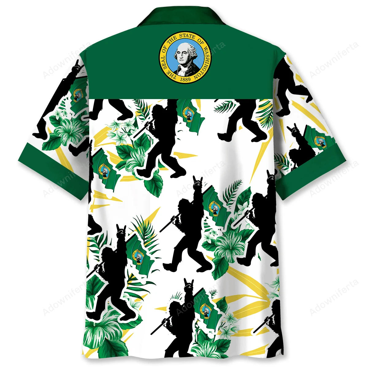 Washington Bigfoot Hawaiian Shirt, custom shirt gift for men (view 2)