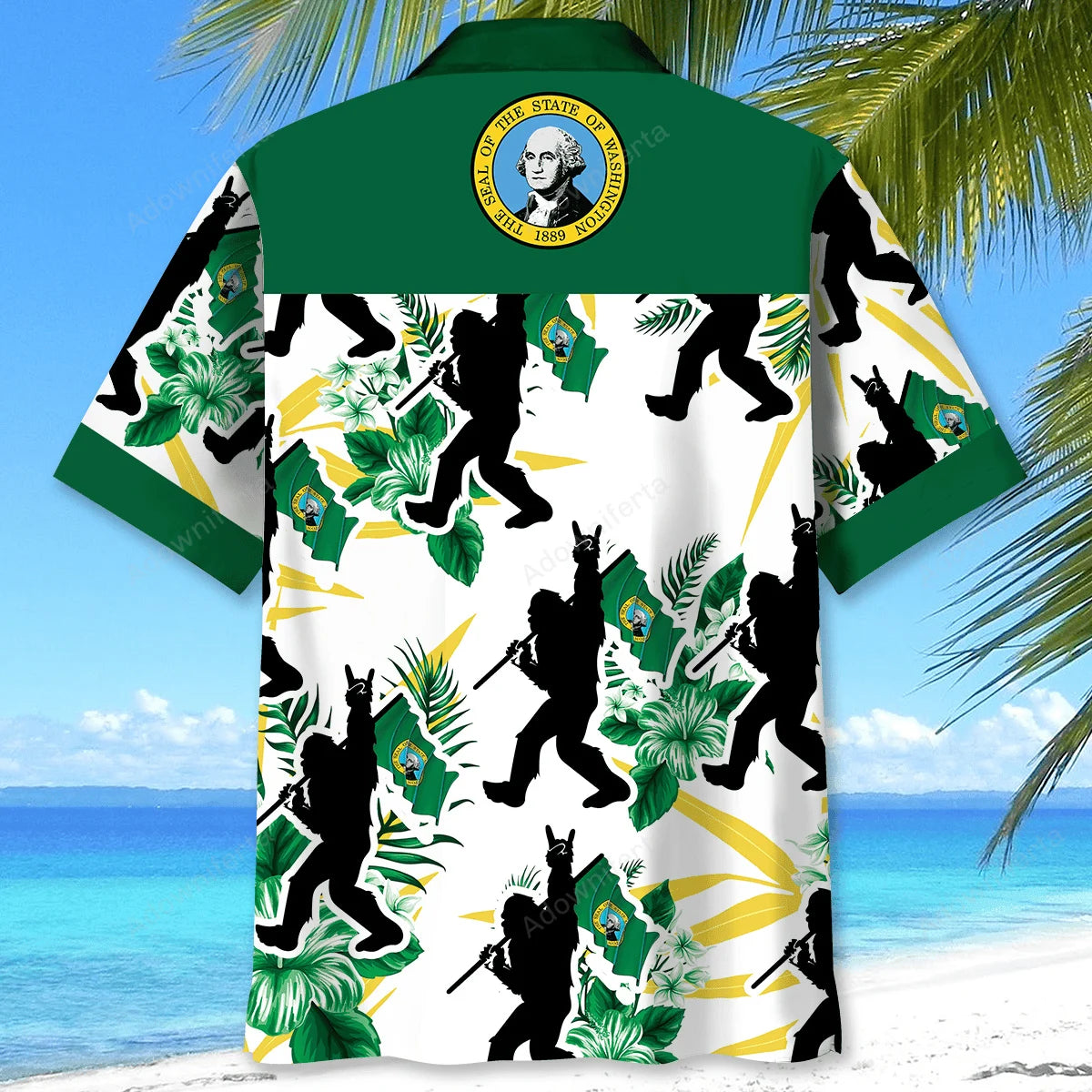 Washington Bigfoot Hawaiian Shirt, custom shirt gift for men (view 3)