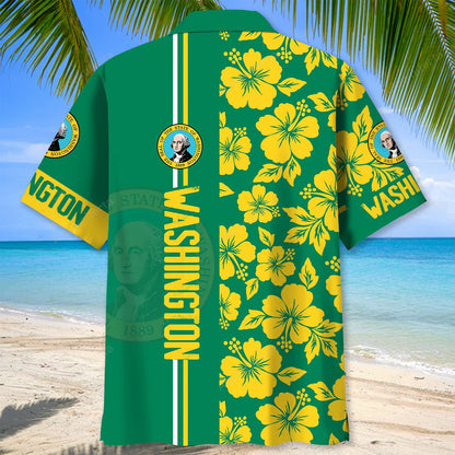 Washington State Lover Hawaiian Shirt, custom shirt gift for men (view 3)