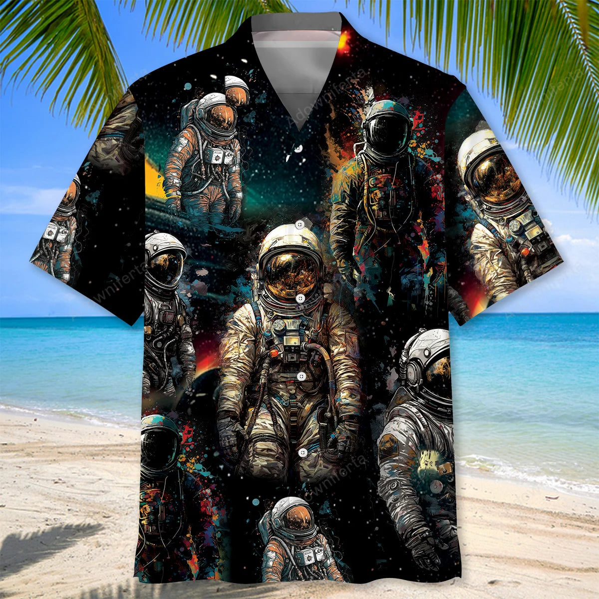 Water Color Astronaut Hawaiian Shirt, custom shirt gift for men