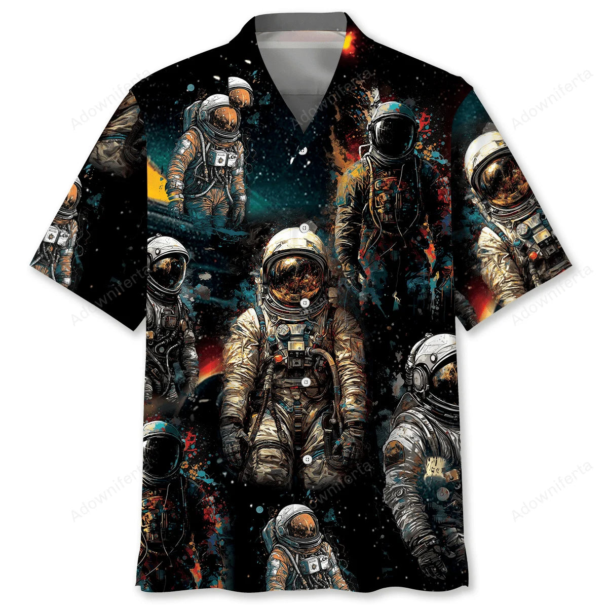 Water Color Astronaut Hawaiian Shirt, custom shirt gift for men (view 2)
