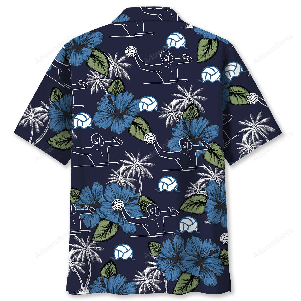 Water Polo Blue Nature Hawaiian Shirt, custom shirt gift for men (view 2)