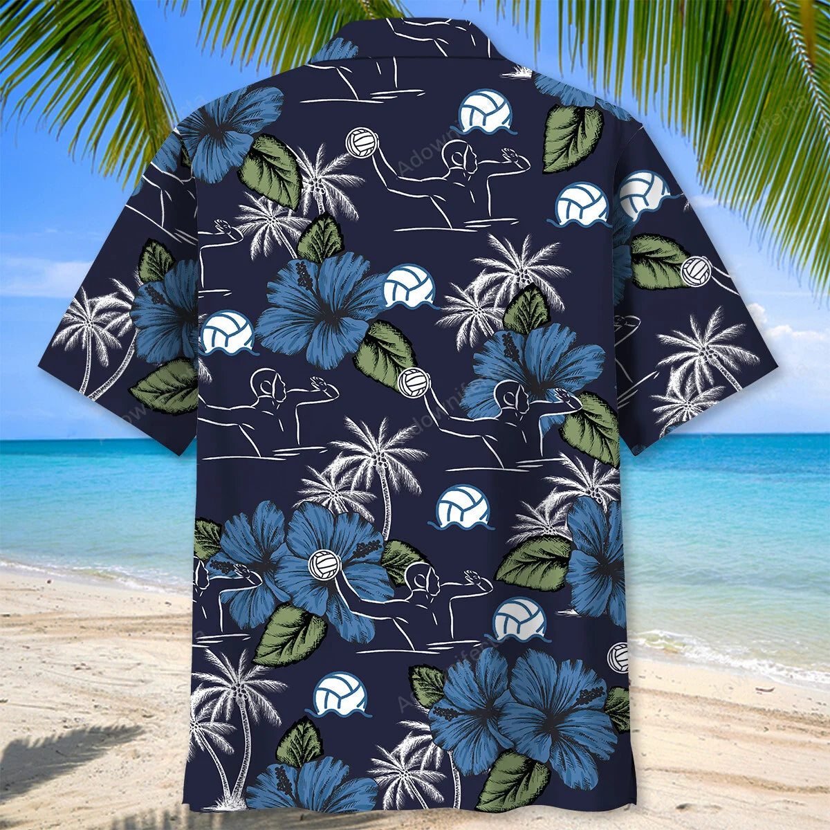 Water Polo Blue Nature Hawaiian Shirt, custom shirt gift for men (view 3)
