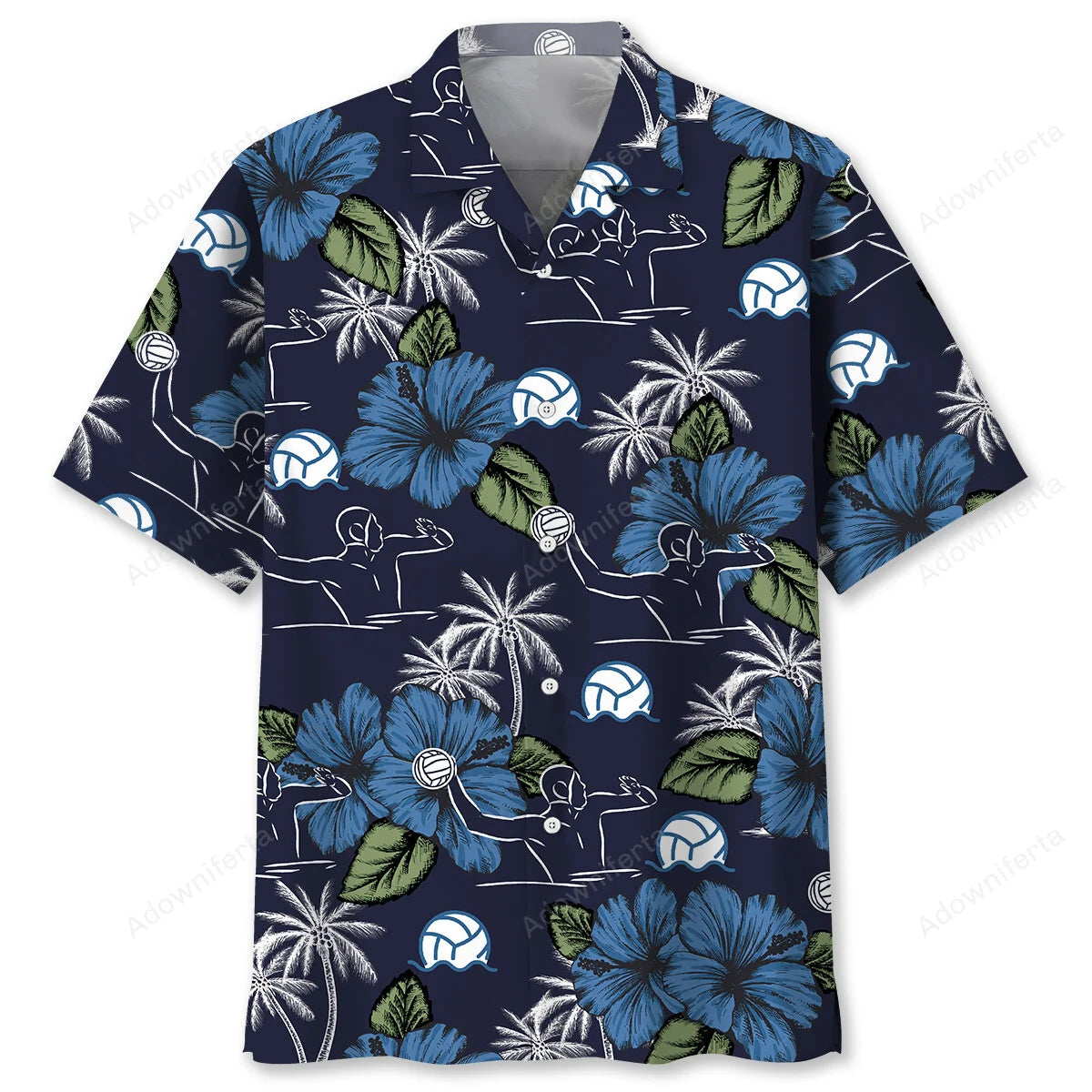 Water Polo Blue Nature Hawaiian Shirt, custom shirt gift for men (view 4)