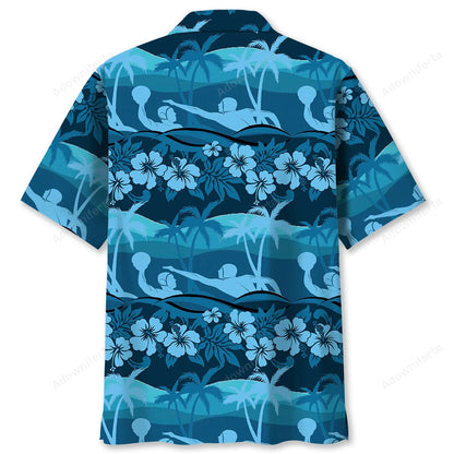Water Polo Tropical Hibiscus Hawaiian Shirt, custom shirt gift for men (view 2)