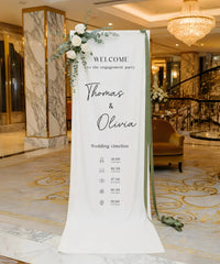 Wedding Timeline Banner Personalized Linen Wedding Schedule Banner Custom Name Ceremony Sign, personalized wedding decor