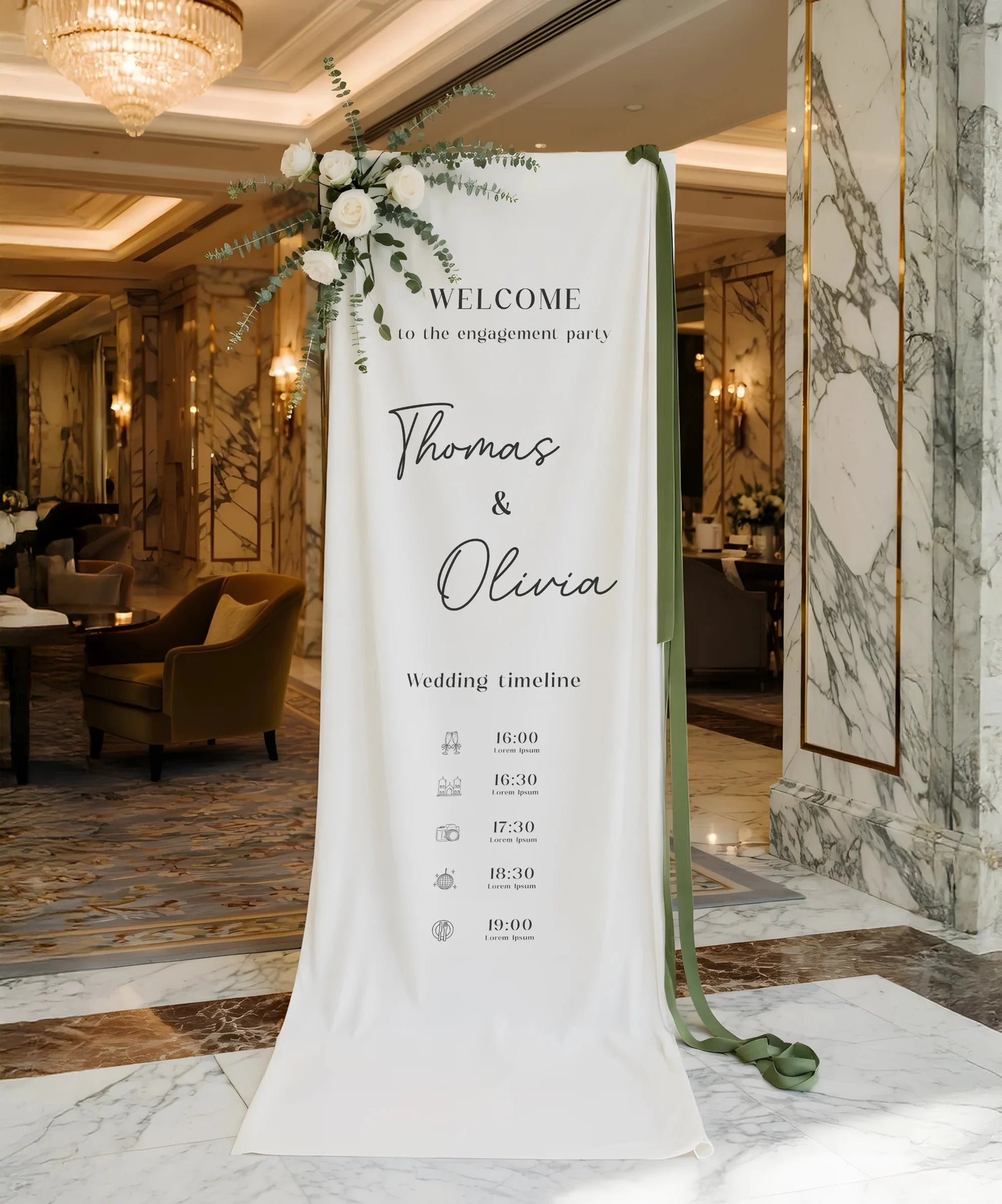 Wedding Timeline Banner Personalized Linen Wedding Schedule Banner Custom Name Ceremony Sign, personalized wedding decor