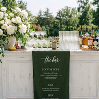 Wedding Bar Menu Table Runner Personalized Cocktail Hour Menu Table Runner Custom Wedding Bar Decor, personalized wedding ...