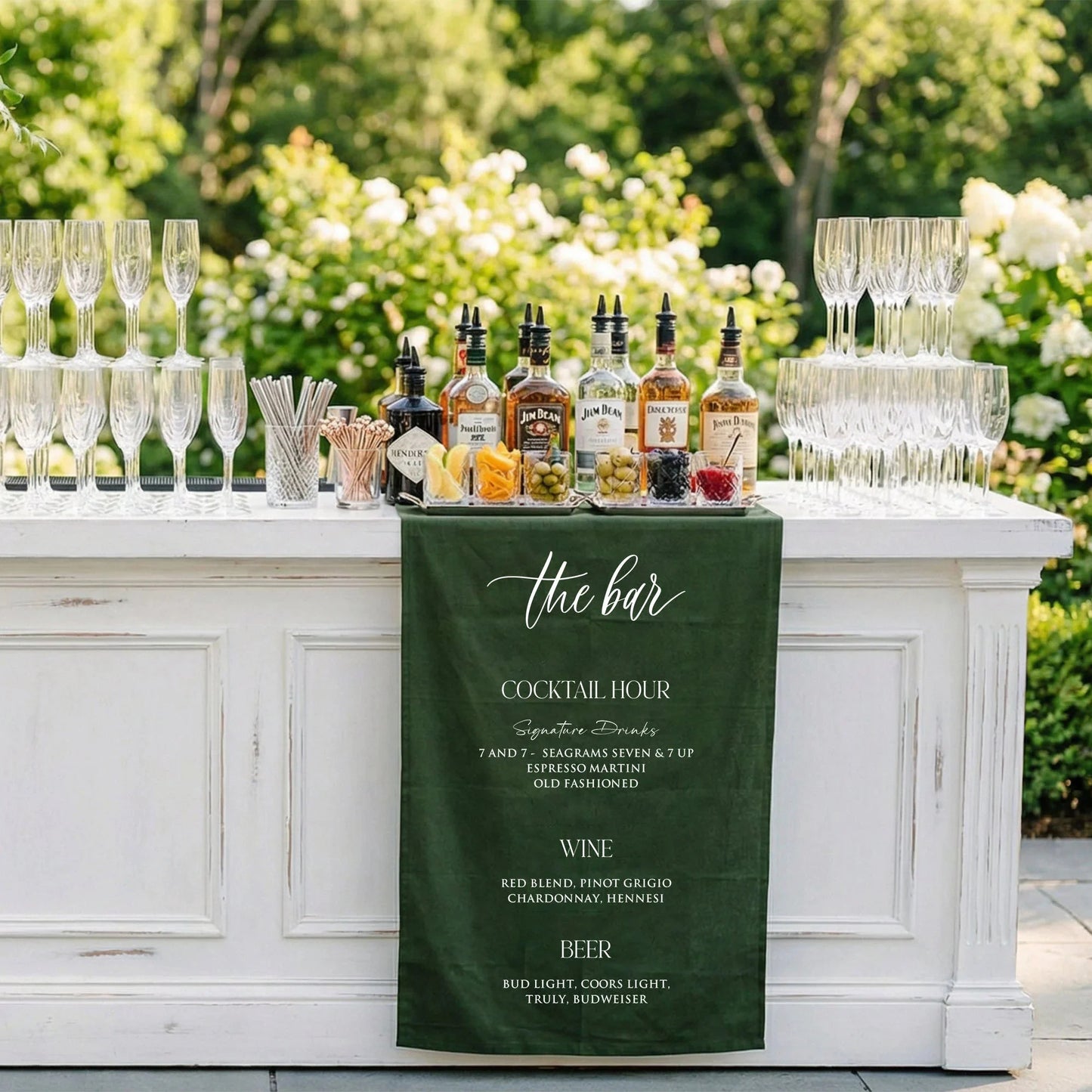 Wedding Bar Menu Table Runner Personalized Cocktail Hour Menu Table Runner Custom Wedding Bar Decor, personalized wedding ...