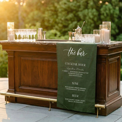 Wedding Bar Menu Table Runner Personalized Cocktail Hour Menu Table Runner Custom Wedding Bar Decor, personalized wedding ...