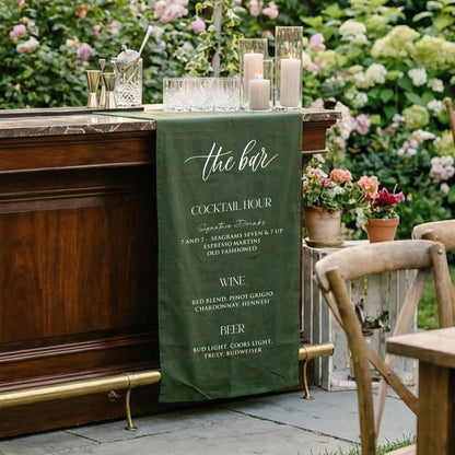 Wedding Bar Menu Table Runner Personalized Cocktail Hour Menu Table Runner Custom Wedding Bar Decor, personalized wedding ...