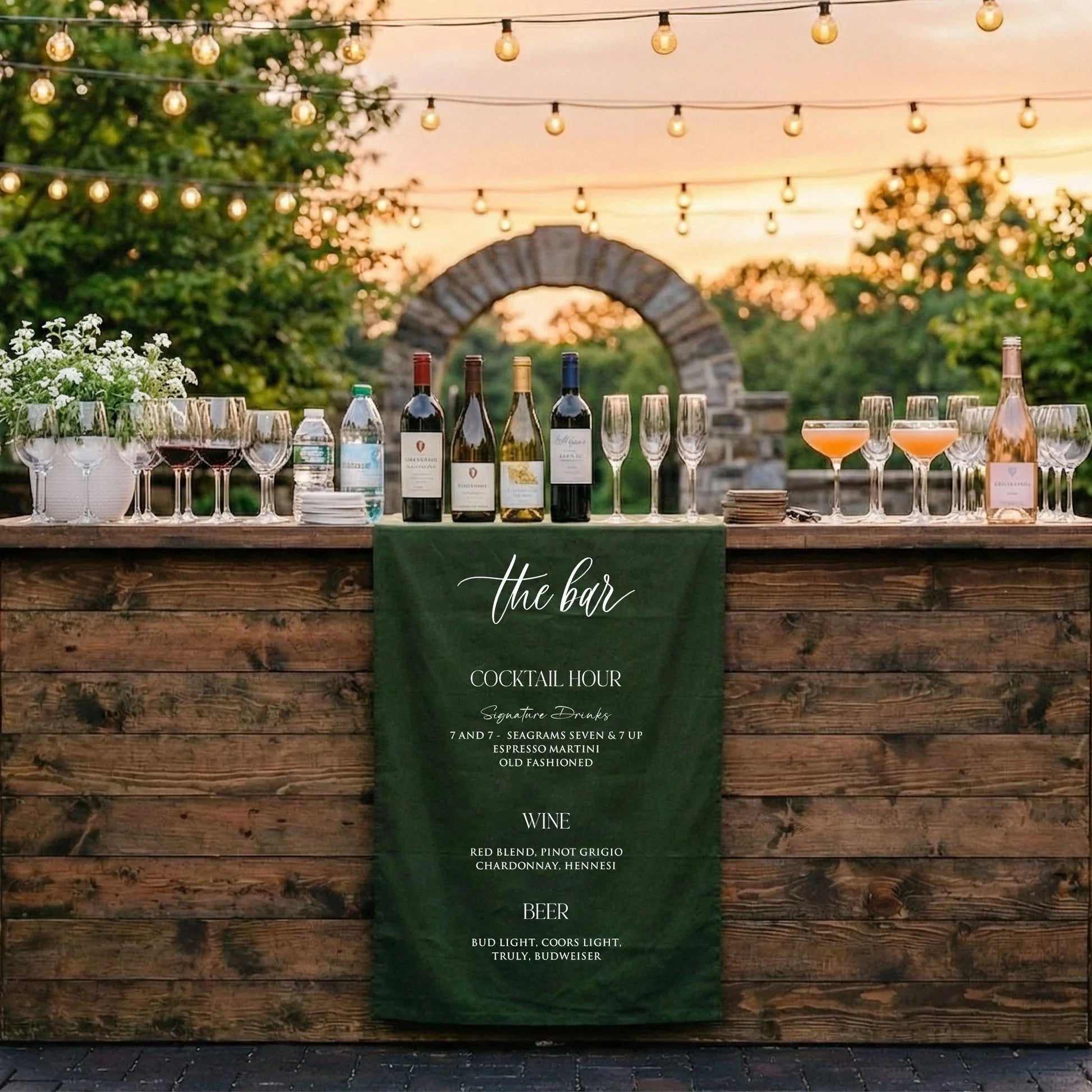 Wedding Bar Menu Table Runner Personalized Cocktail Hour Menu Table Runner Custom Wedding Bar Decor, personalized wedding ...