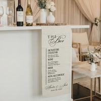 Wedding Bar Menu Table Runner Personalized Cocktail Menu Custom Wedding Bar Decor, personalized wedding decor
