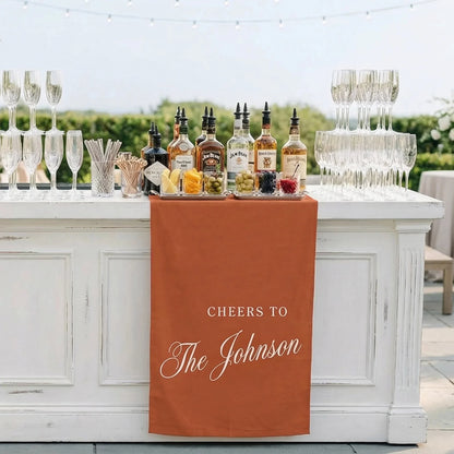 Personalized Wedding Bar Table Runner Custom Family Name Reception Bar Decor Linen Runner, personalized wedding decor