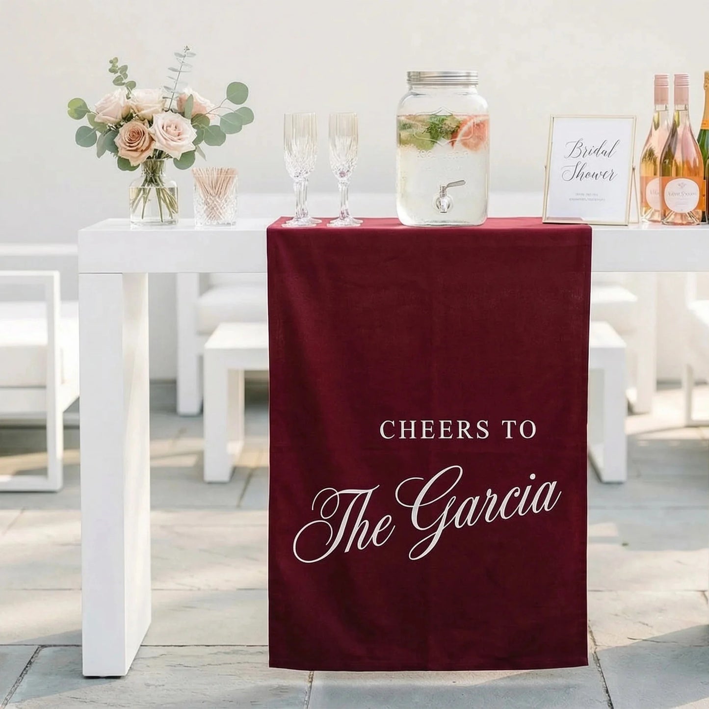 Personalized Wedding Bar Table Runner Custom Family Name Reception Bar Decor Linen Runner, personalized wedding decor
