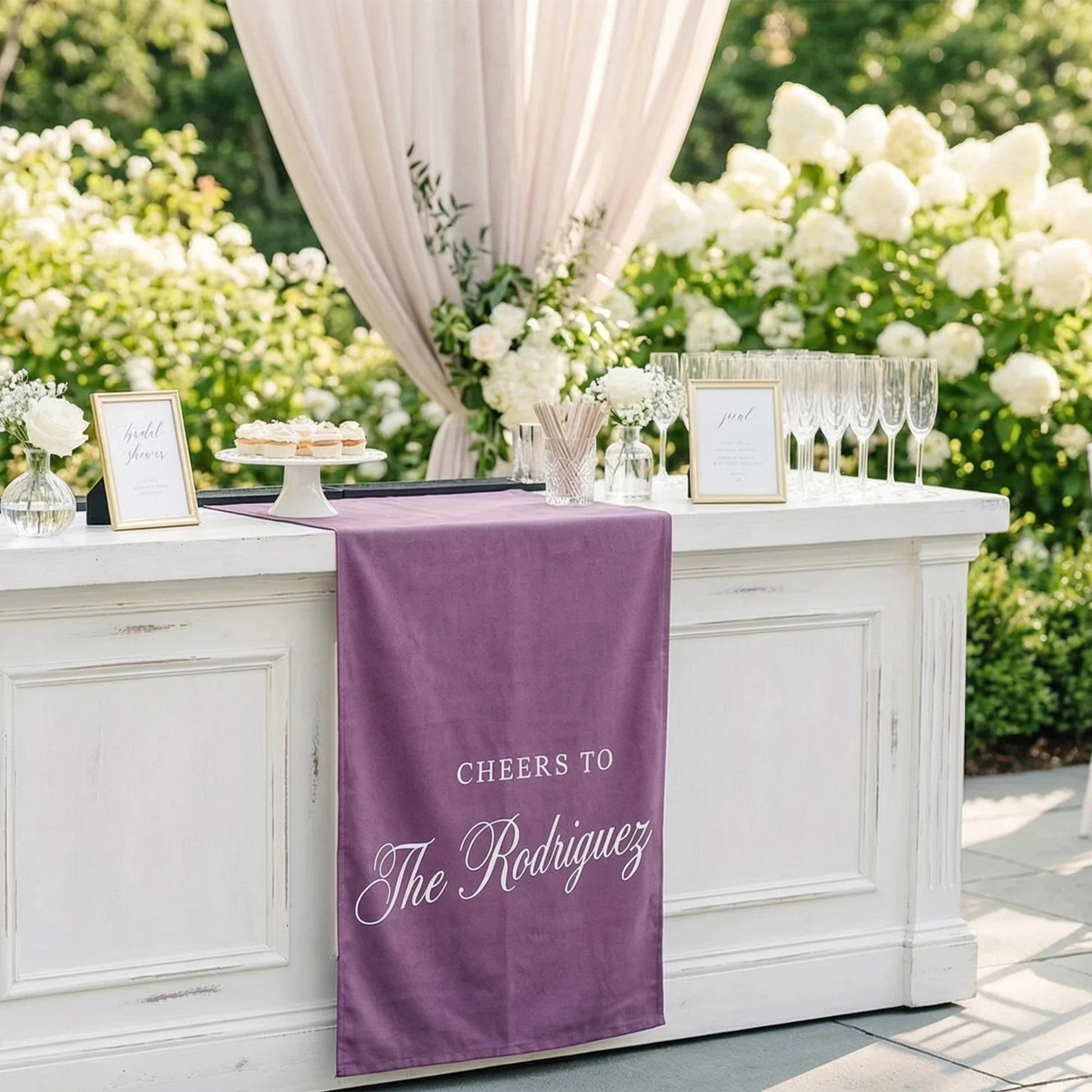 Personalized Wedding Bar Table Runner Custom Family Name Reception Bar Decor Linen Runner, personalized wedding decor