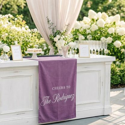 Personalized Wedding Bar Table Runner Custom Family Name Reception Bar Decor Linen Runner, personalized wedding decor