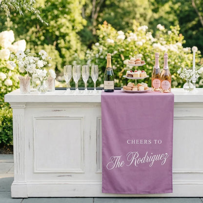 Personalized Wedding Bar Table Runner Custom Family Name Reception Bar Decor Linen Runner, personalized wedding decor
