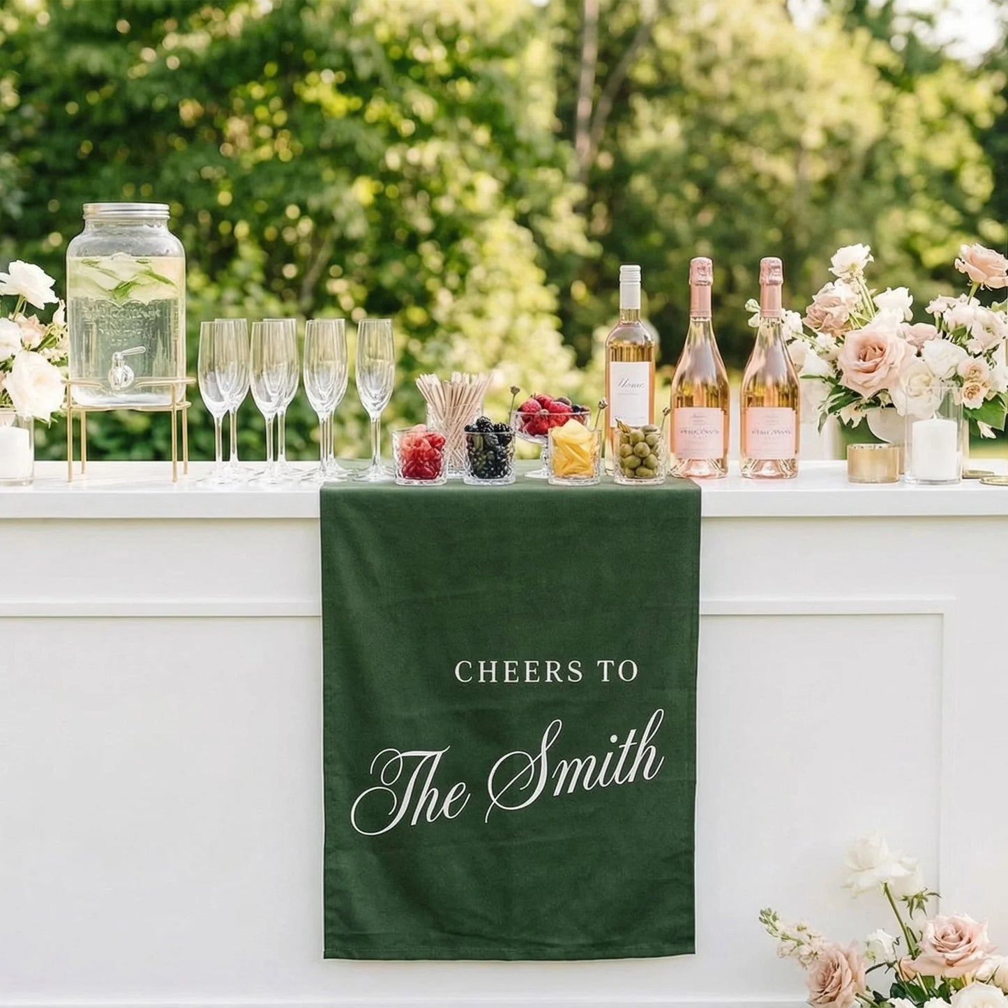 Personalized Wedding Bar Table Runner Custom Family Name Reception Bar Decor Linen Runner, personalized wedding decor