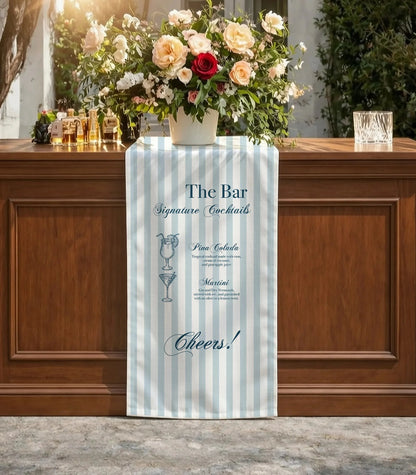 Wedding Cocktail Menu Table Runner Personalized Bar Menu Runner Custom Wedding Bar Decor, personalized wedding decor (view 4)