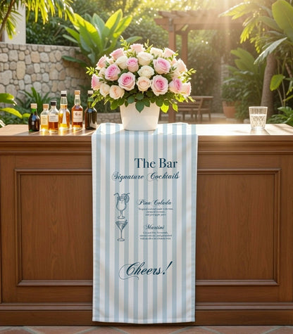 Wedding Cocktail Menu Table Runner Personalized Bar Menu Runner Custom Wedding Bar Decor, personalized wedding decor (view 5)