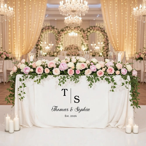 Wedding Initials Table Runner Personalized Wedding Head Table Decor Custom Names Wedding Runner, personalized wedding decor