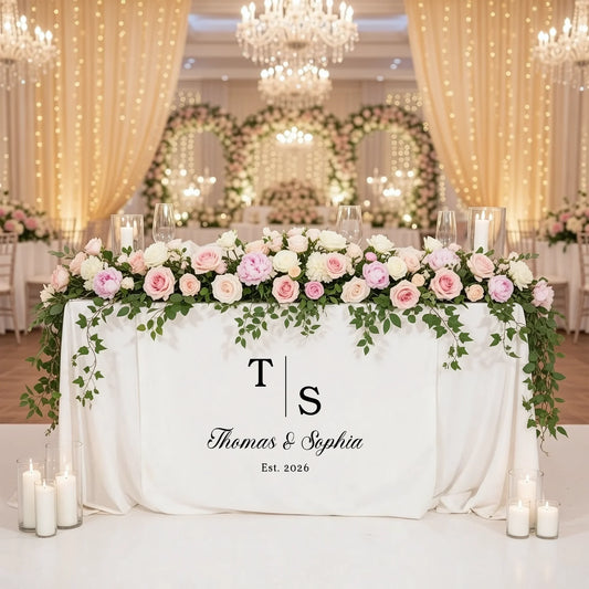 Wedding Initials Table Runner Personalized Wedding Head Table Decor Custom Names Wedding Runner, personalized wedding decor