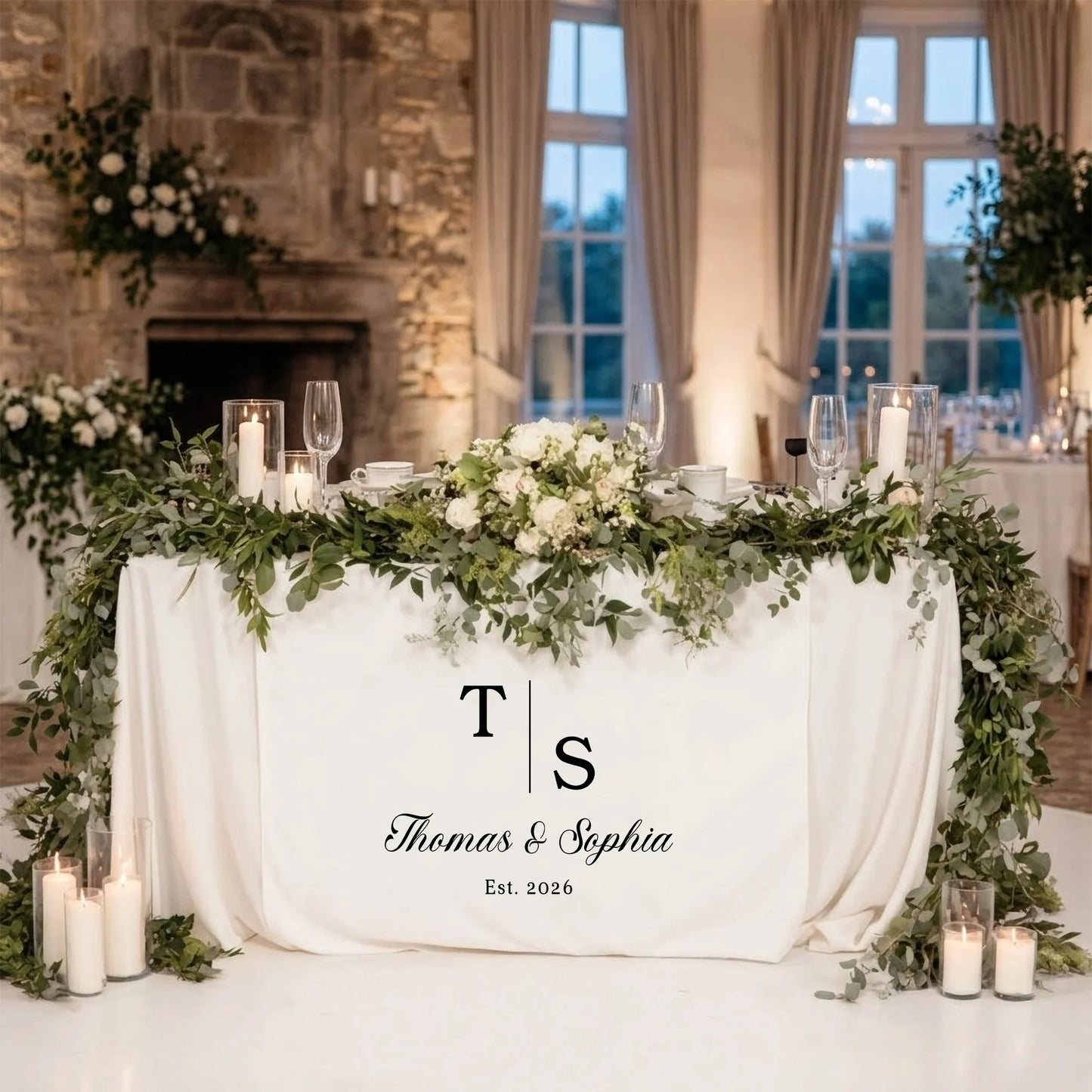 Wedding Initials Table Runner Personalized Wedding Head Table Decor Custom Names Wedding Runner, personalized wedding decor