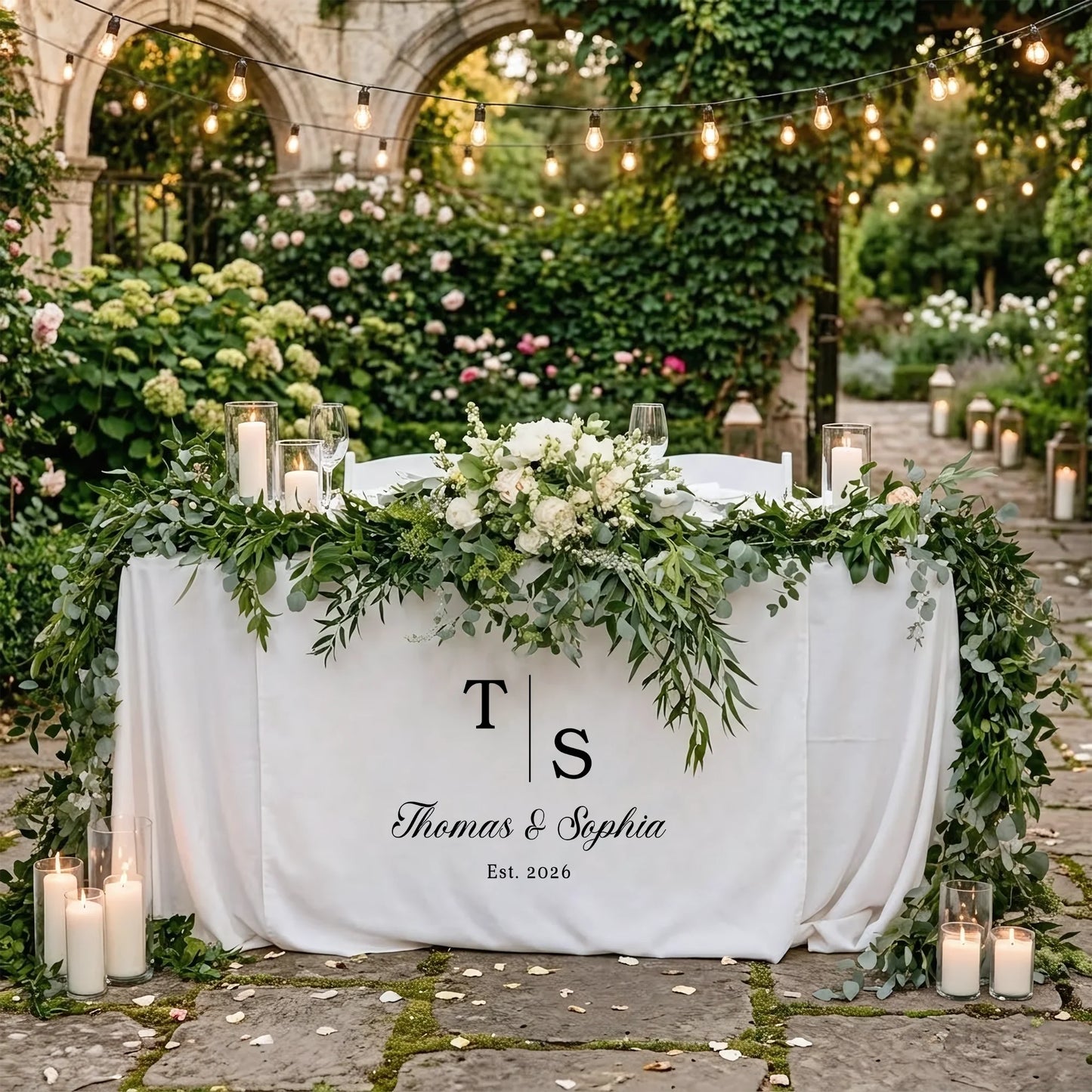 Wedding Initials Table Runner Personalized Wedding Head Table Decor Custom Names Wedding Runner, personalized wedding decor